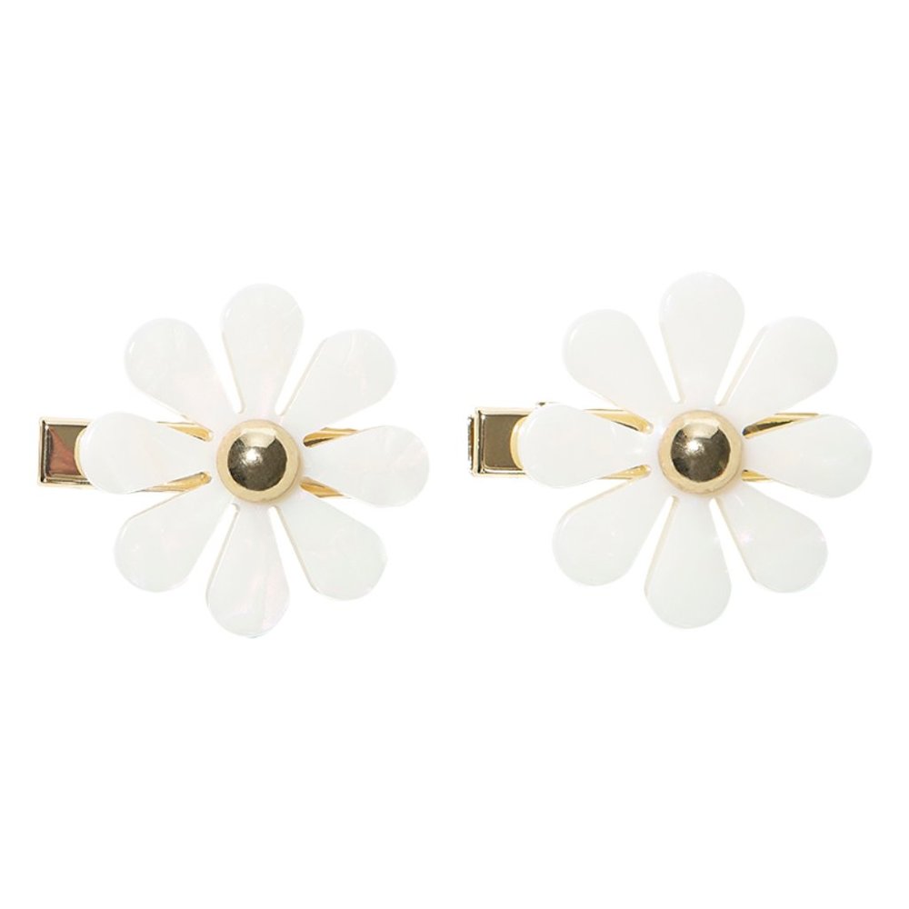 EACH X OTHER Jewels | Perfectly Pearl & Gold Daisy Flower Barrette Clip 2-Pack